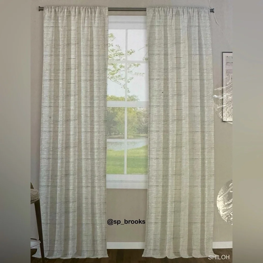🎁Aimee Maison Shiloh 2 Pack Rod Pocket Panel Set - 38” x 96” - Shiloh Curtains